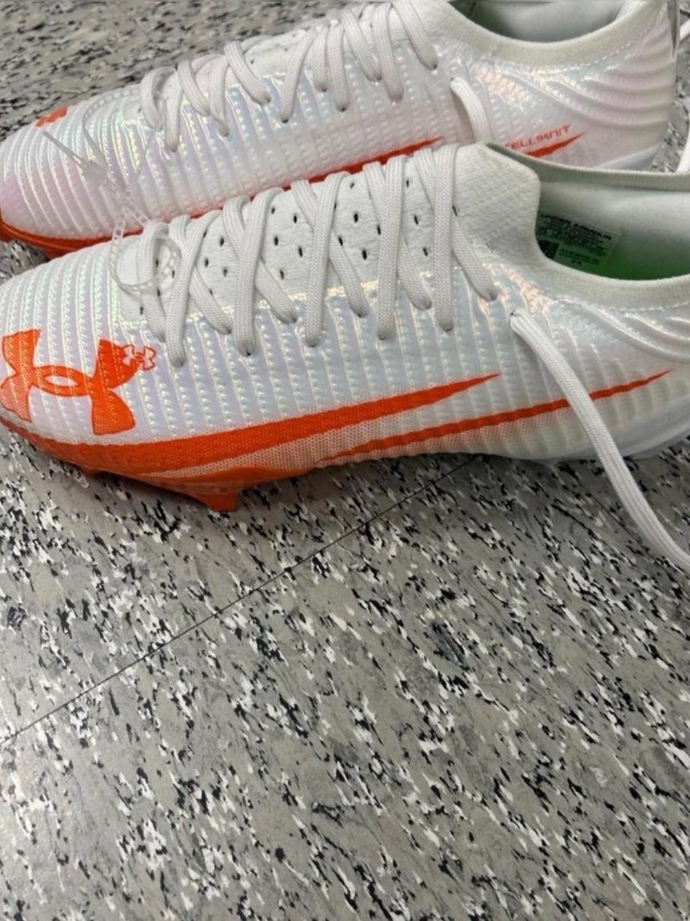Under Armour White & Orange Football Cleats